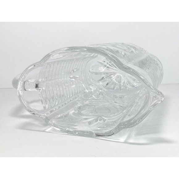 Vintage Heavy Cut-to-Clear Etched/Frosted Rose Heart Floral Crystal Pitcher, 9” - Picture 6 of 9